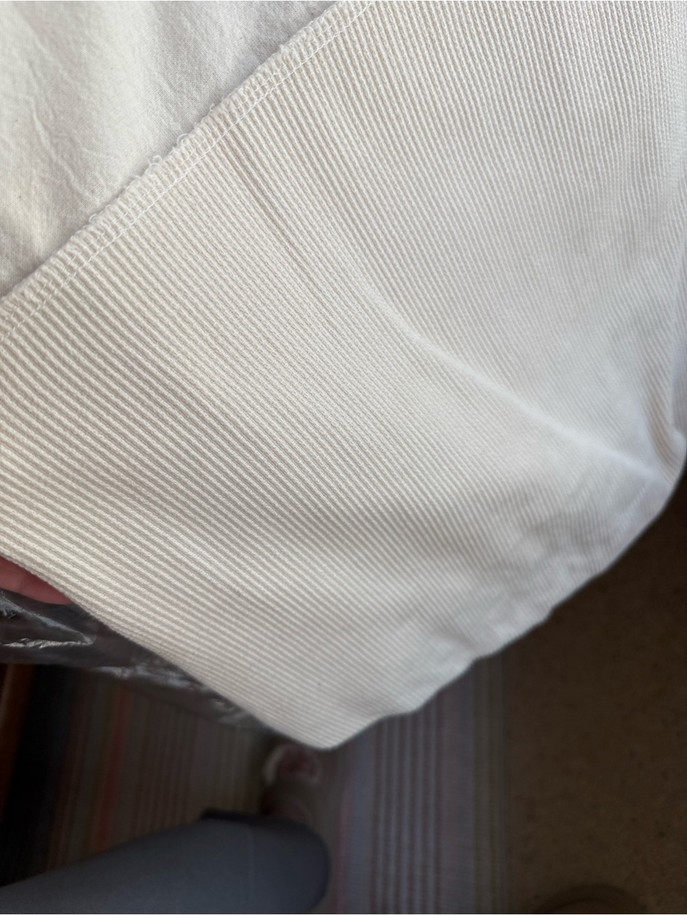 Bloomingdale’s at Home: Full bed skirt, cream, vertical ribbed design